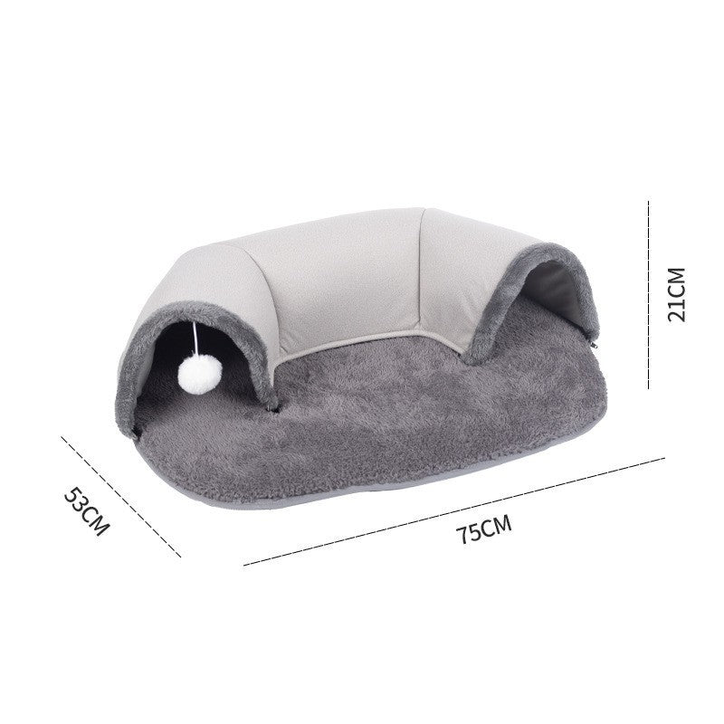 Plush Cat Tunnel Bed – Soft, Warm & Cozy Sleeping Nest