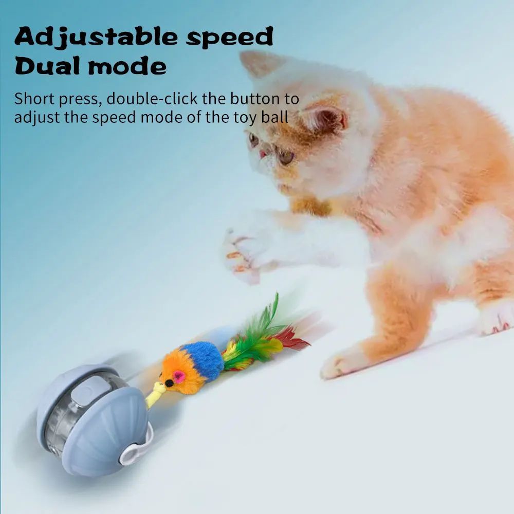 Smart Rolling Cat Toy – Rechargeable with Laser & Faux Tail