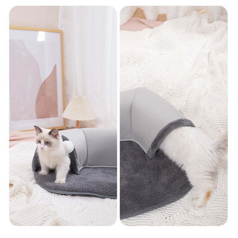 Plush Cat Tunnel Bed – Soft, Warm & Cozy Sleeping Nest