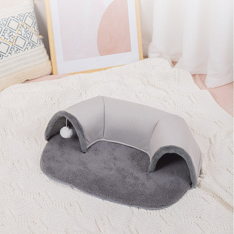 Plush Cat Tunnel Bed – Soft, Warm & Cozy Sleeping Nest