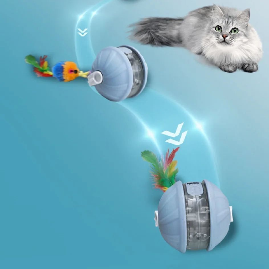 Smart Rolling Cat Toy – Rechargeable with Laser & Faux Tail