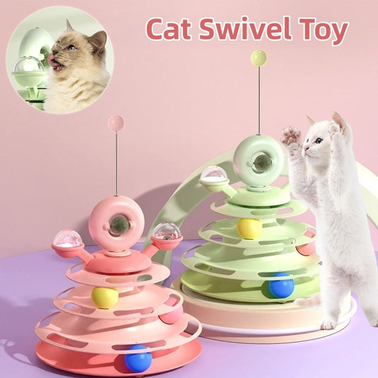 Multi-Level Cat Toy Tower – Interactive Rolling Ball Game