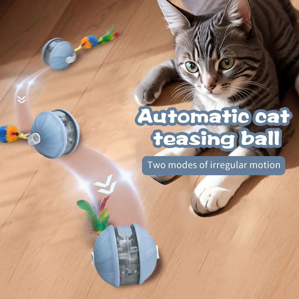 Smart Rolling Cat Toy – Rechargeable with Laser & Faux Tail