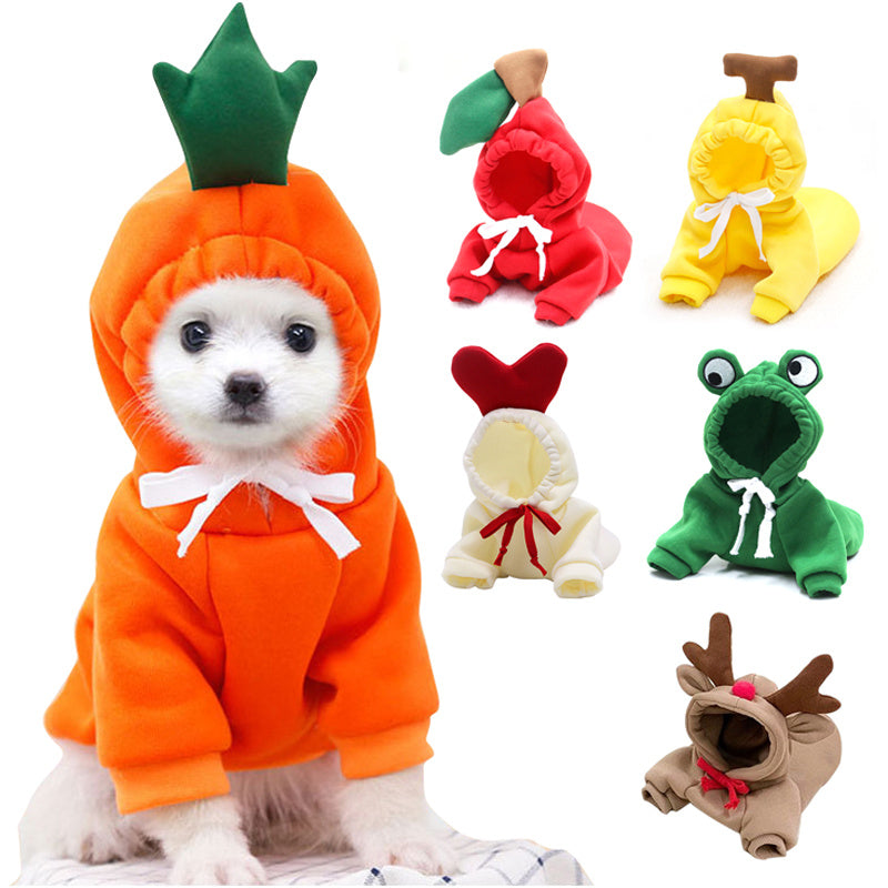 Cute Fruit Hoodie – Warm Winter Outfit for Small Dogs